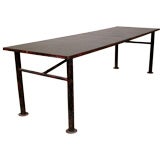 A French Iron Table with Replaced Black Steel Tiles,  Circa 1940