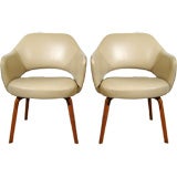 A Pair of 1950's Saarinen for Knoll Leather Fauteuils