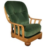 A Large Italian Blond Oak Bergere  With Cushions & Bun Feet