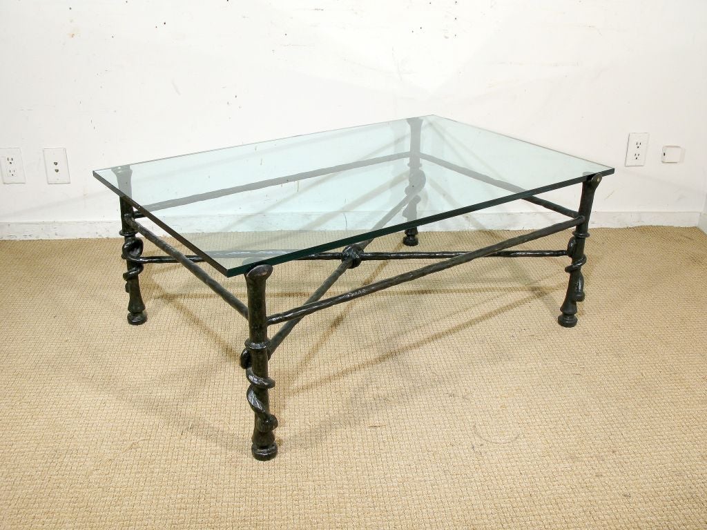Diego Giacometti Patinated Bronze Coffee Table, Model "Torsade"