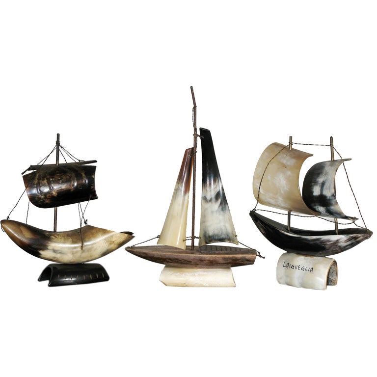 A Collection of 25 Antique Italian Miniature Sailing Ships