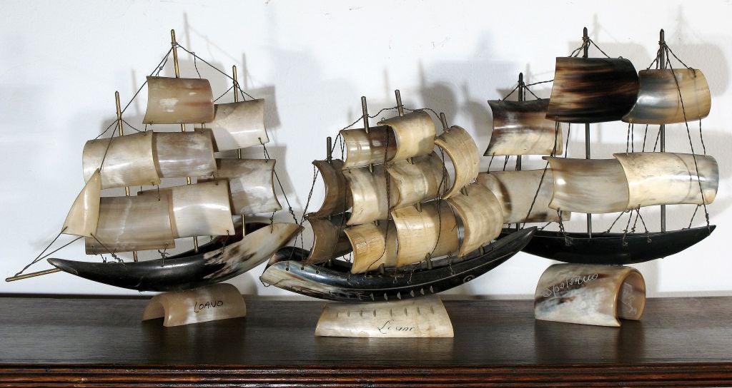 Horn A Collection of 25 Antique Italian Miniature Sailing Ships