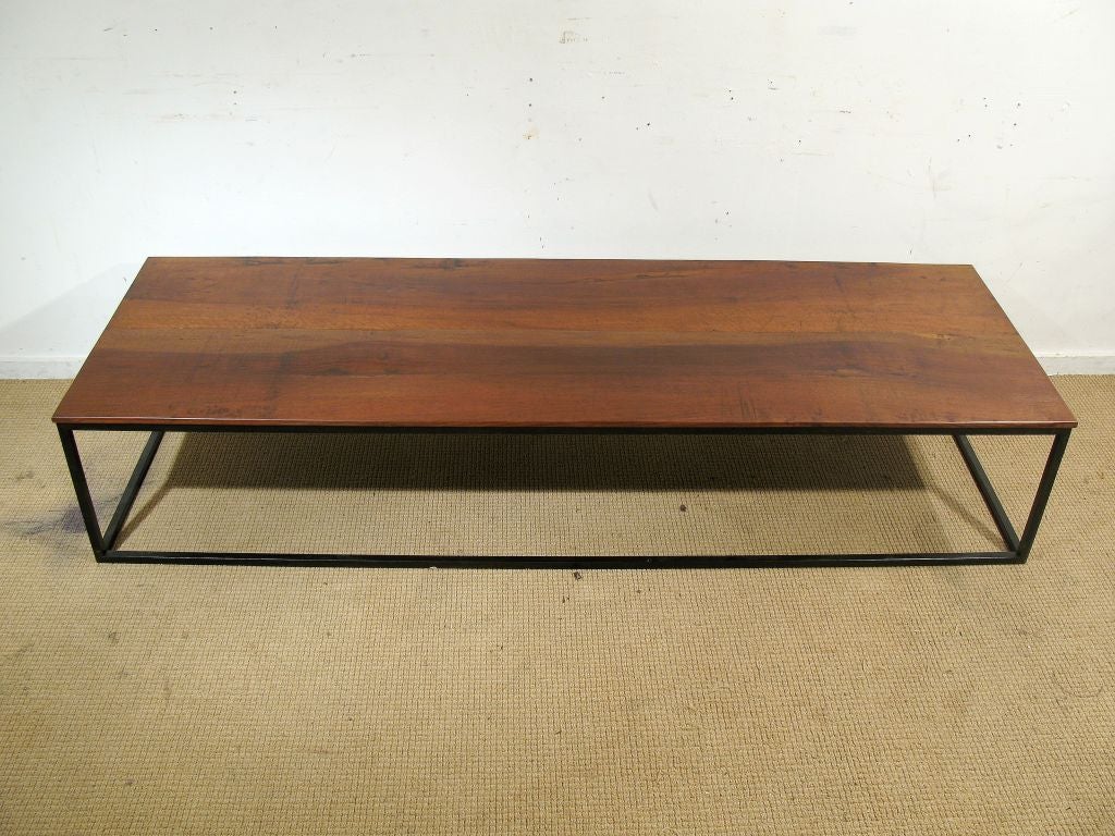 A Coffee Table With a 19th C. Walnut Top on a Contemporary Base