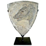 A Roman Mosaic of the Head of a Bear, On an Iron Stand