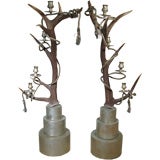 Vintage A Pair of French 1960's Fantasy Candleabra Lamps