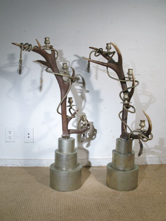 A Pair of French 1960's Fantasy Candleabra Lamps