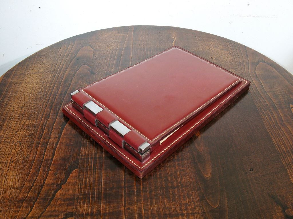 A Paul Dupré-Lafon, Hermes Brass & Leather Desk Pad