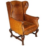 A Large Regency Leather Armchair With Nailheads