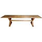 A 19th C. Sunbleached Walnut Table Top on a Contemporary Base