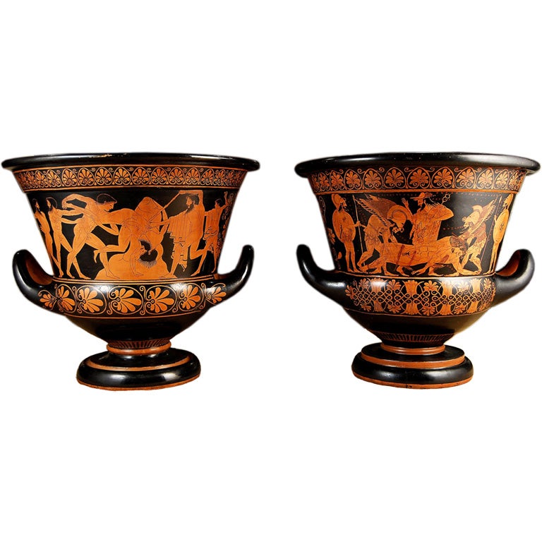 Pair of Grand Tour Terra Cotta Vases