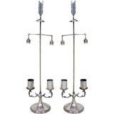 Pair of Silver Plate Bouilotte Lamps