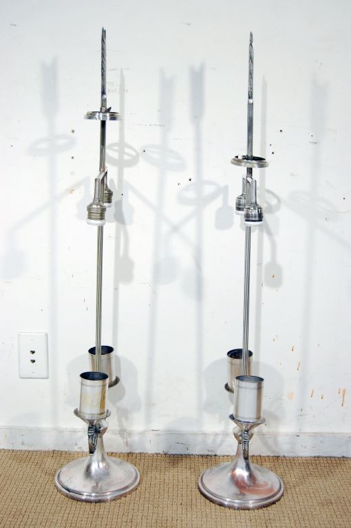 Pair of Silver Plate Bouilotte Lamps