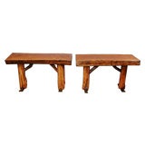 A  Pair of Heavy Chestnut Consoles