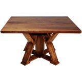 Antique An Unusual Walnut Table with a Very Architectural Base