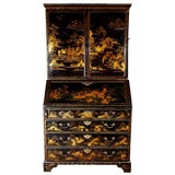 An English Chinese Lacquer Fall Front Secretary