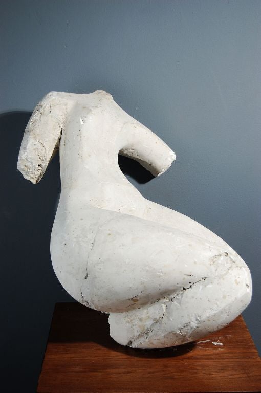A Plaster Maquette Circa 1950's of a Nude Female Figure by Antoniucci Volti (France, 1915-1989). Volti was best known for his work on The Palais de La Mediterranee on the Promenade Des Anglais in Nice