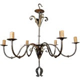 Large Scale Six Light Iron Chandelier