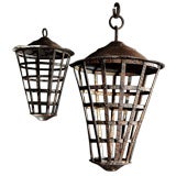 Antique A Pair of Italian Wrought Iron Convent Lanterns