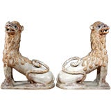 A Pair of Faience Lions