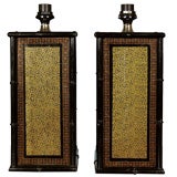 A Pair of Faux Bamboo and Tole Table Lamps