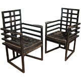 Pair of Ebonized Oak Armchairs