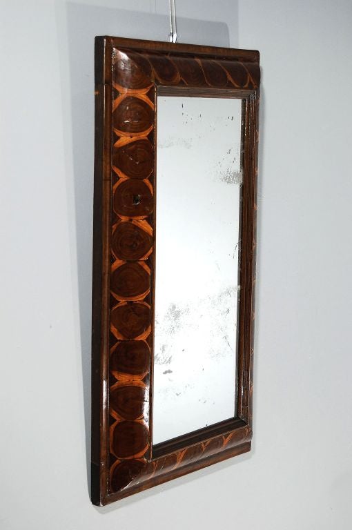 Handsome Rectangular Oyster Veener Cushion Mirror