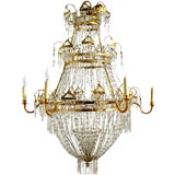 Antique Spanish Crystal and Gilded Brass Chandelier