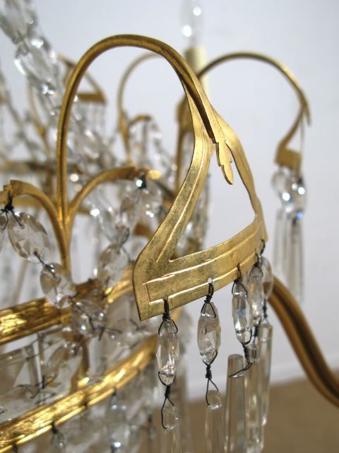 Spanish Crystal and Gilded Brass Chandelier For Sale 2