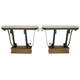 Pair of French Art Deco Style Consoles