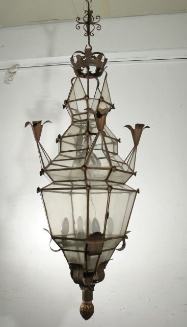 A Large Glass and Tole Lantern In The Moorish Style, From a Large Spanish Home,  1800-1850