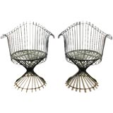 Pair of Metal Garden Chairs by Mathieu Mategot