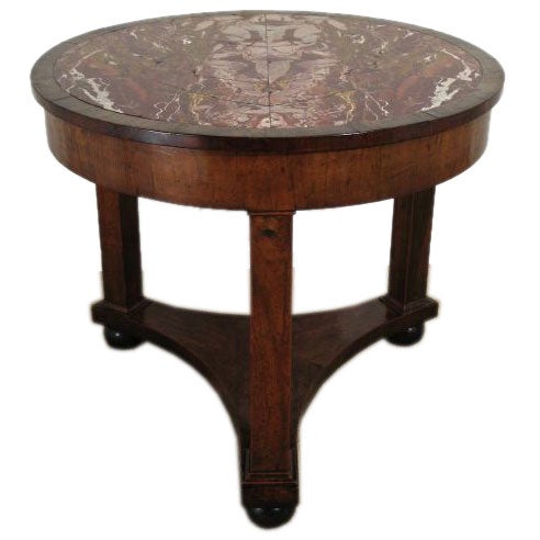 A Handsome Walnut and Jasper Marble Gueridon