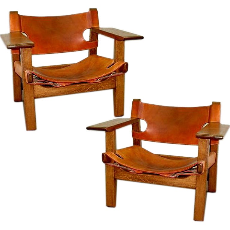 Pair of Vintage Borge Mogensen Spanish Chairs