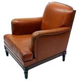 Comfortable Louis XVI style leather armchair by Jansen