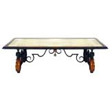 Vintage Exceptional Gilbert Poillerat wrought iron & glass dining table