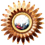 French 50's gilt tole starburst mirror