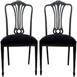 Pair of chic ebonized hall chairs by Maison Jansen - Signed