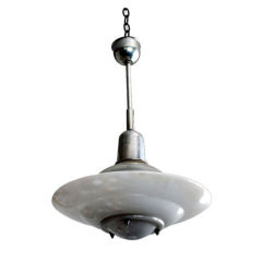 French 50's saucer hanging light fixture