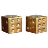 Pair of bronze dice paperweights