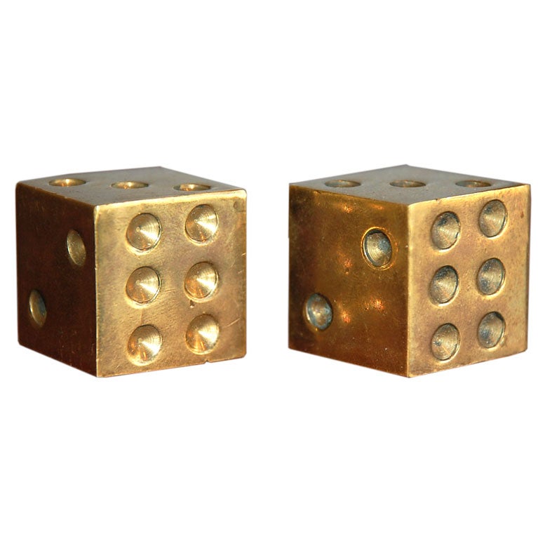 Pair of bronze dice paperweights