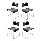 Set of 4 perforated metal "Omstak" chairs by Rodney Kinsman