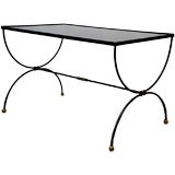 Black opaline coffee table in the style of Jean Royère