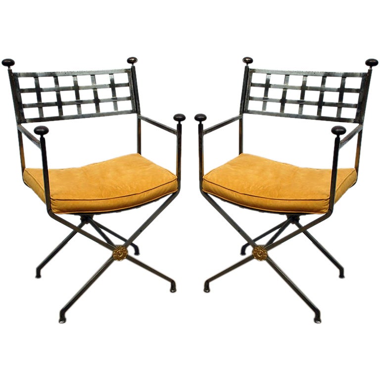 Pair of metal directors' chairs