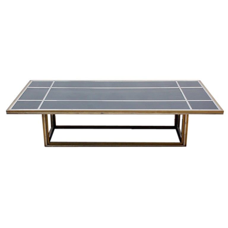 Large 70's chrome and glass coffee table