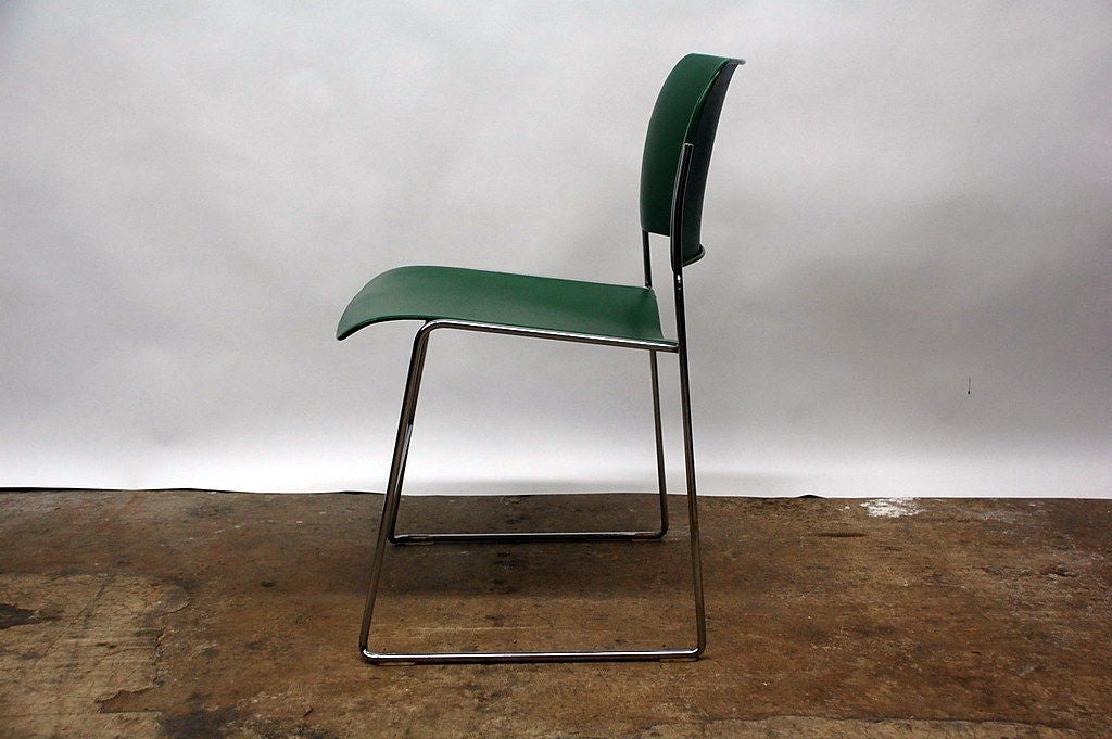 American Set of Eight Original Deep Green 40/4 Stacking Chairs by David Rowland