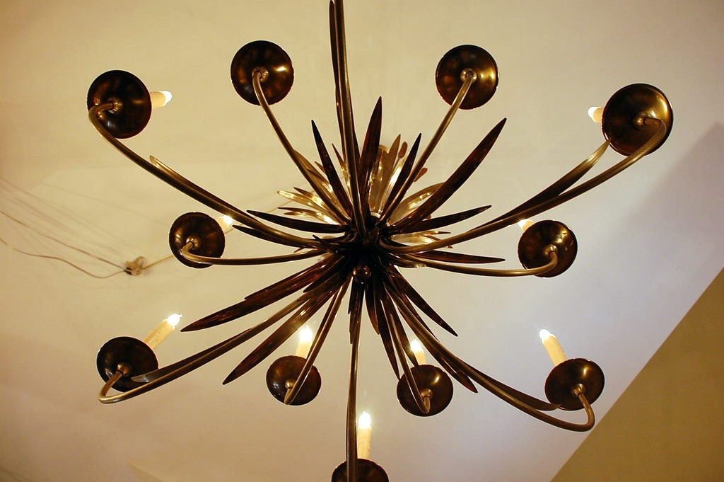 Brass Large French 1960s Chandelier by Maison Charles, Paris For Sale
