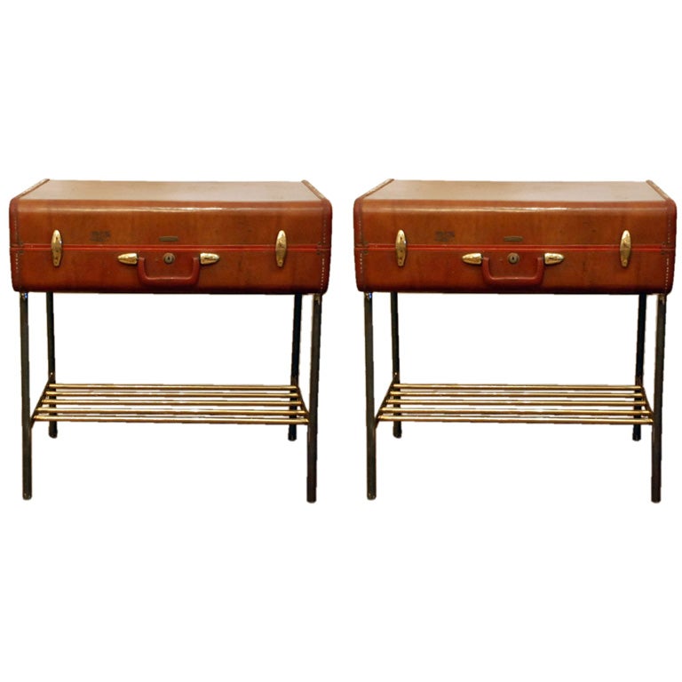 Pair of unusual leather night stands