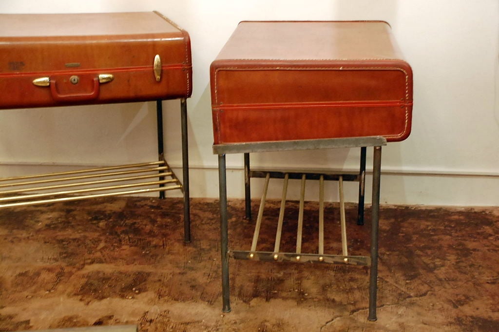 Mid-20th Century Pair of unusual leather night stands