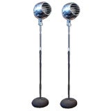 Vintage Pair of polished aluminum spotlights on adjustable stands