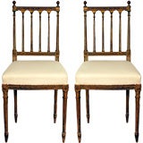 Pair of small Louis XVI style gilt colonne chairs